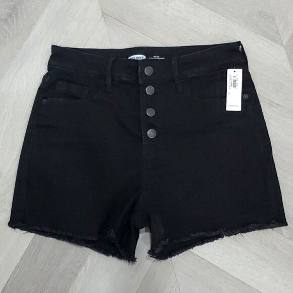 Old Navy, High Rise,  Womans, Black, button front Shorts, NWT, Size 6 - Picture 1 of 5